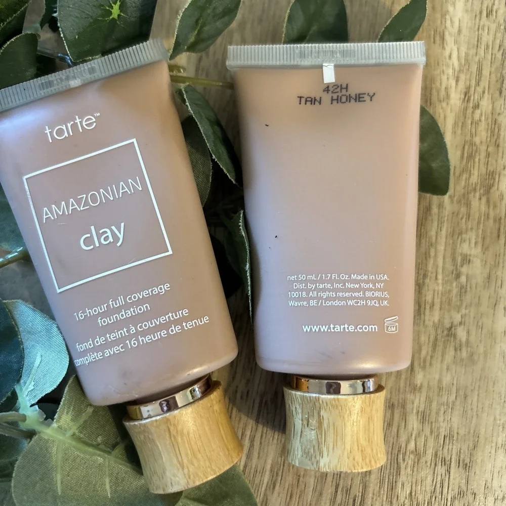 NEW LOT OF 2 Tarte Amazonian Clay 16 Hour Foundation 42H Tan Honey 1.7 fl oz